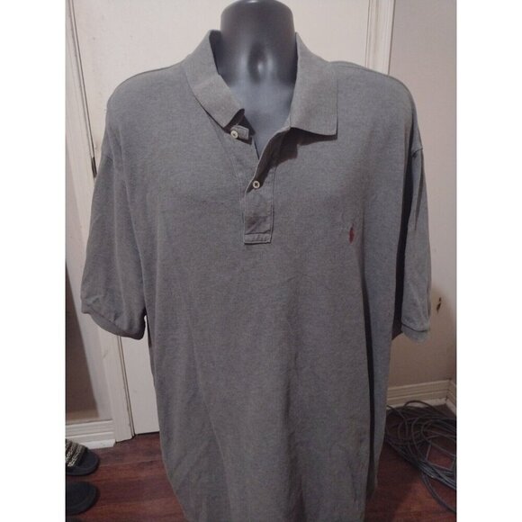 Polo Ralph Lauren Shirt Mens Size 4XB Big Gray Short Sleeve Polo Casual Preppy - Picture 1 of 10